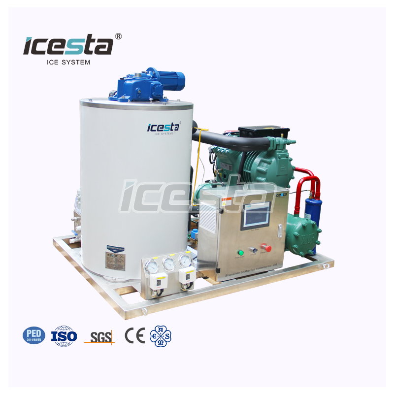 Flake Ice Machine 3T ICESTA High Productivity High Productivity Energy Ahorro Long Service Life Water Enfriamiento de acero inoxidable $ 10000- $ 13000